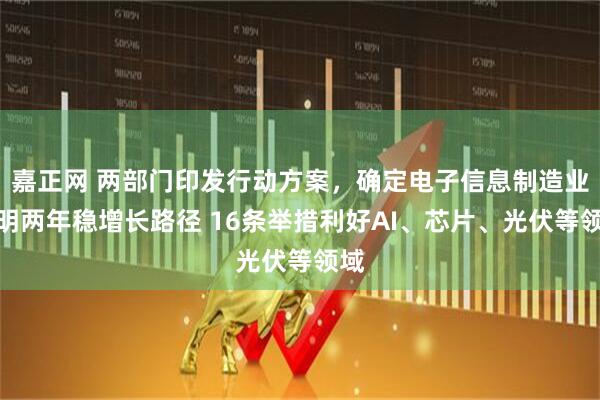 嘉正网 两部门印发行动方案，确定电子信息制造业今明两年稳增长路径 16条举措利好AI、芯片、光伏等领域